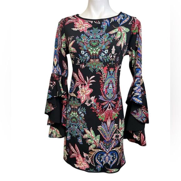 Laundry by Shelli Segal reversible dress size 4-6/Med black‎ multicolor - Picture 2 of 6